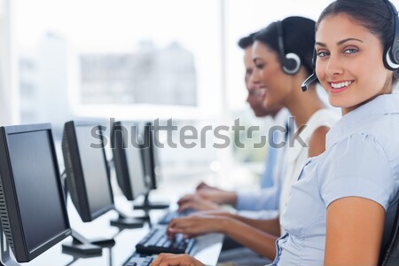 Call-Center Arbeitnehmer arbeiten line Frau Anzug Stock foto © wavebreak_media