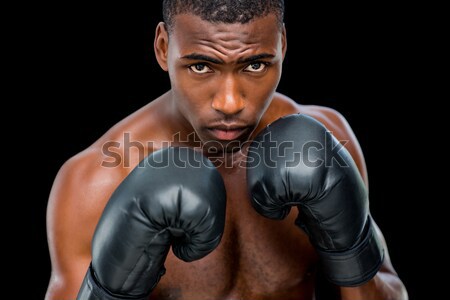 Foto stock: Imagem · muscular · boxeador · escuro · sensual