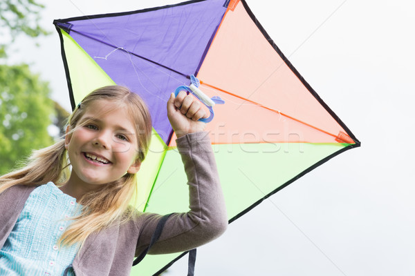 Portrait cute fille kite jeune fille permanent [[stock_photo]] © wavebreak_media