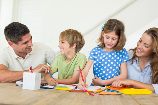 Family coloring at home Stock photo © wavebreak_media