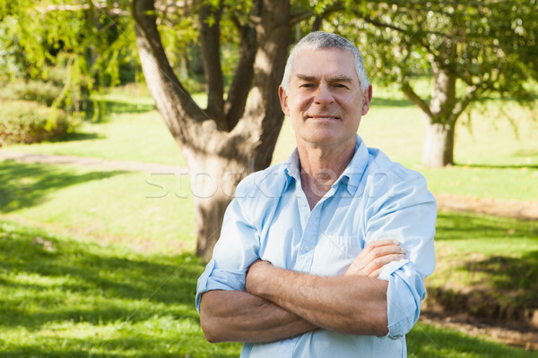 Stock foto: Inhalt · reifer · Mann · Park · Porträt · stehen