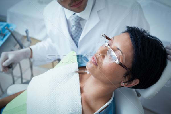 Foto stock: Masculina · dentista · examinar · dientes · dentistas · silla