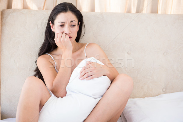 かなり ブルネット 泣い ベッド ホーム 女性 ストックフォト © wavebreak_media