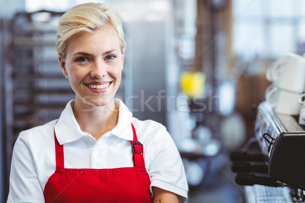 Dość barista uśmiechnięty kamery Kafejka działalności Zdjęcia stock © wavebreak_media