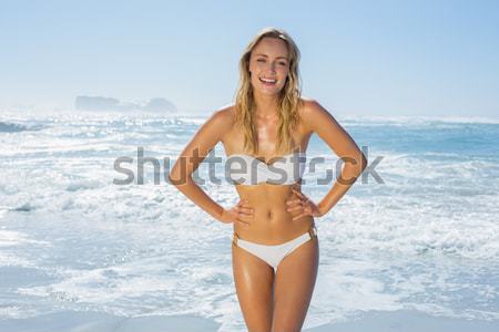 Side view of woman in bikini standing at beach Stock photo © wavebreak_media