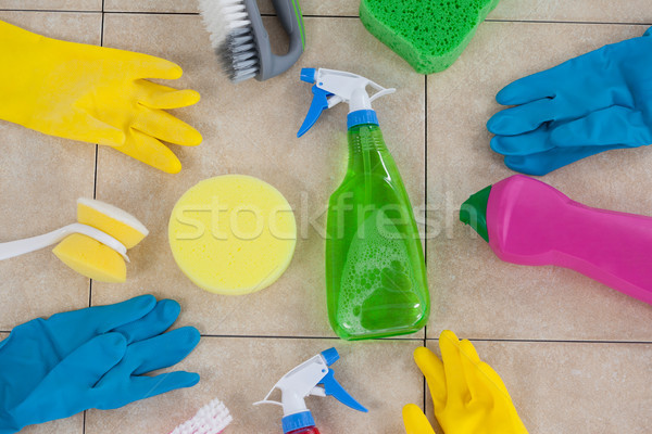 Various cleaning equipment on tiled floor Stock photo © wavebreak_media