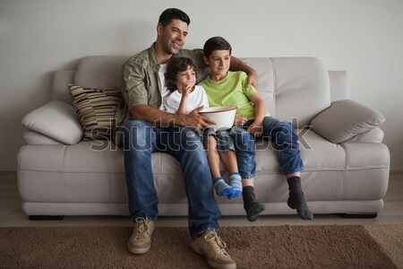 Stock foto: Familie · spielen · zusammen · Laptop · Couch · Frau