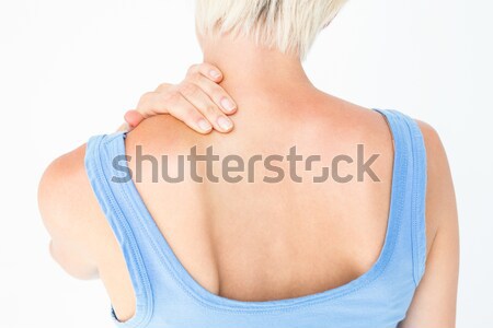 Topless femeie gât vedere din spate alb Imagine de stoc © wavebreak_media