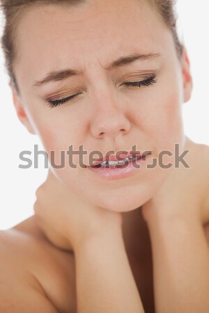 Stockfoto: Vrouw · nekpijn · jonge · vrouw · lijden · stress