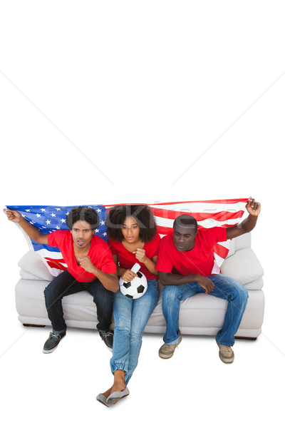 Fußball Fans rot Sofa weiß Stock foto © wavebreak_media
