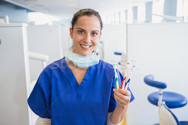 Portret uśmiechnięty dentysta szczoteczka stomatologicznych Zdjęcia stock © wavebreak_media