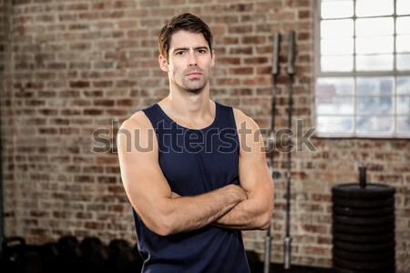 Caber homem sessão caixa crossfit Foto stock © wavebreak_media