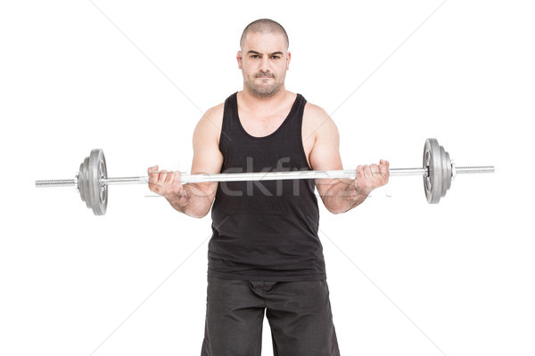 Bodybuilder lourd barbell poids blanche [[stock_photo]] © wavebreak_media