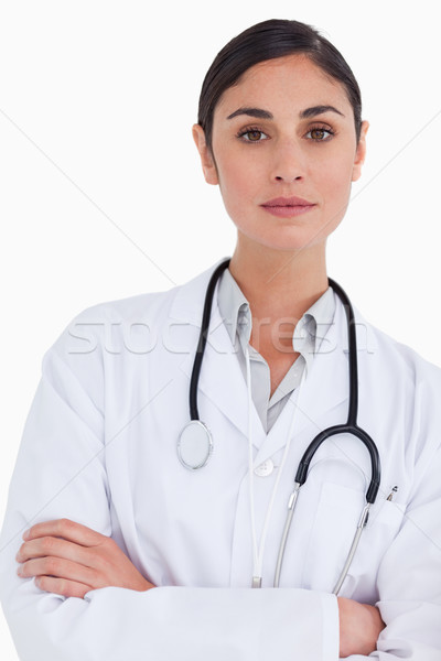 Zdjęcia stock: Kobiet · lekarza · broni · fałdowy · biały