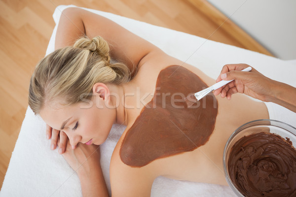 Gyönyörű szőke nő élvezi csokoládé szépségápolás gyógyfürdő Stock fotó © wavebreak_media