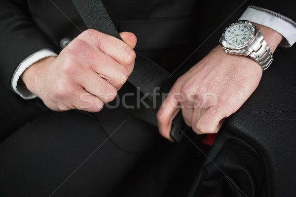 Foto stock: Empresario · asiento · cinturón · coche · carretera