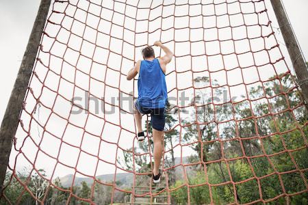 Stockfoto: Groep · geschikt · vrouw · klimmen · net