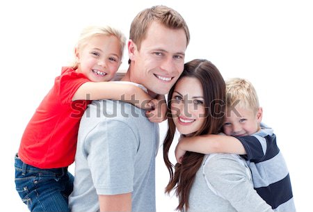 Sonriendo familia a cuestas blanco sonrisa Foto stock © wavebreak_media