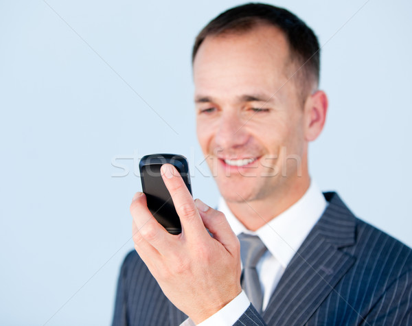 Zakenman tekst telefoon kantoor telefoon Stockfoto © wavebreak_media