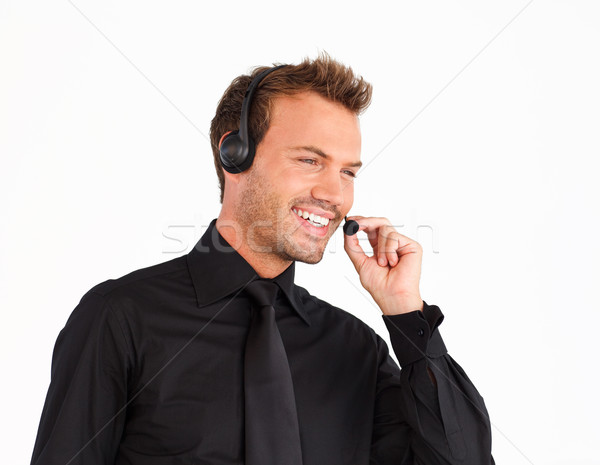 Sonriendo servicio al cliente representante hombre de trabajo negocios Foto stock © wavebreak_media