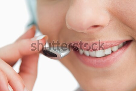 деловая женщина гарнитура улыбаясь служба интернет Сток-фото © wavebreak_media