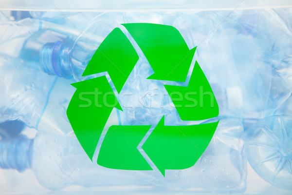 Recycling sign on a plastic box with bottles inside Stock photo © wavebreak_media