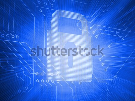Blue technology background with lock graphic Stock photo © wavebreak_media