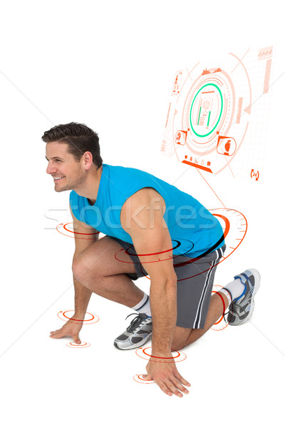 Composite image of side view of a sporty smiling man in running  Stock photo © wavebreak_media