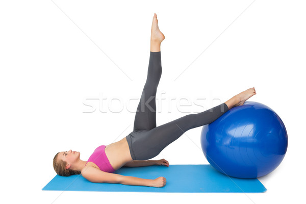 Yandan görünüş uygun kadın egzersiz uygunluk top Stok fotoğraf © wavebreak_media