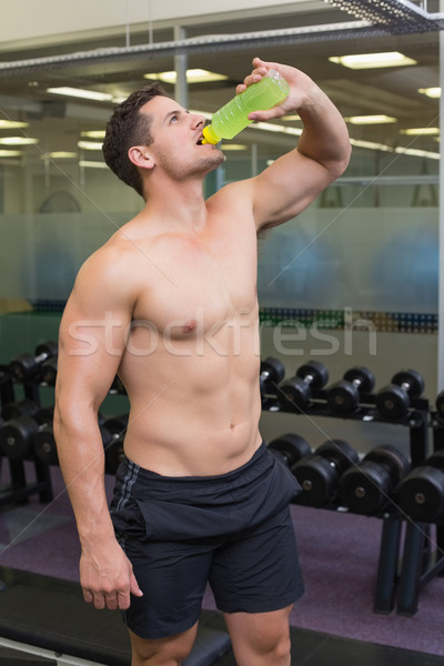 Stock foto: Shirtless · Bodybuilder · trinken · Sport · trinken · Fitnessstudio
