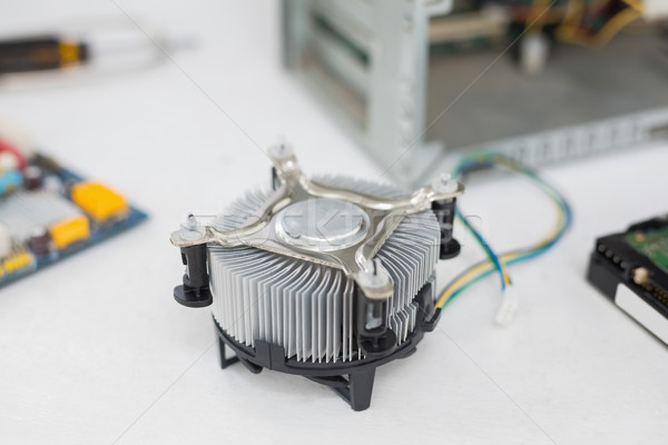 Stock photo: Fan beside cpu and cables