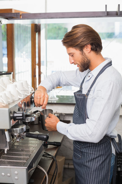 Jóképű barista készít csésze kávé kávéház Stock fotó © wavebreak_media