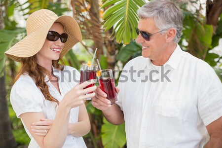 Couple cocktails vert parc femme [[stock_photo]] © wavebreak_media