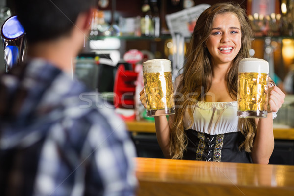 Zdjęcia stock: Uśmiechnięty · oktoberfest · piwa · bar · kobiet · publikacji