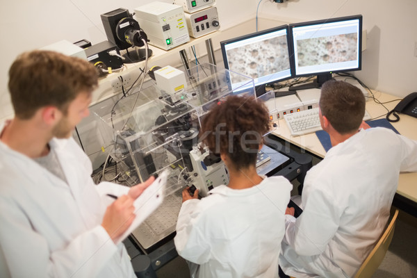 [[stock_photo]]: Biochimie · élèves · microscope · ordinateur · Université