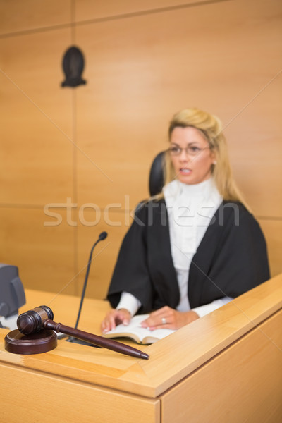 Stock photo: Stern judge speaking to the court