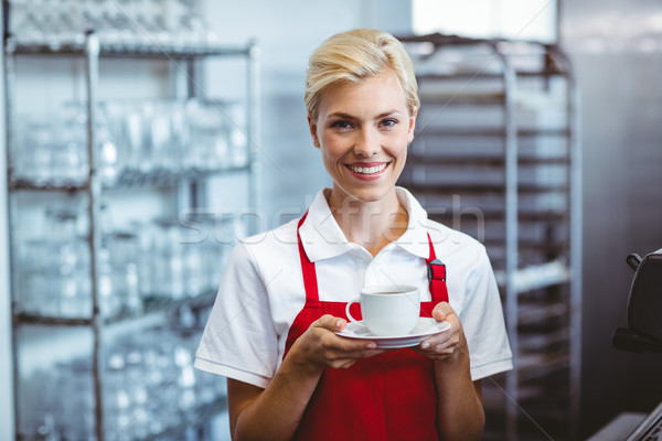 Güzel barista fincan kahve kafe Stok fotoğraf © wavebreak_media