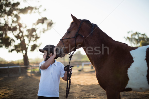 Jongen paard boerderij zomer opleiding Stockfoto © wavebreak_media