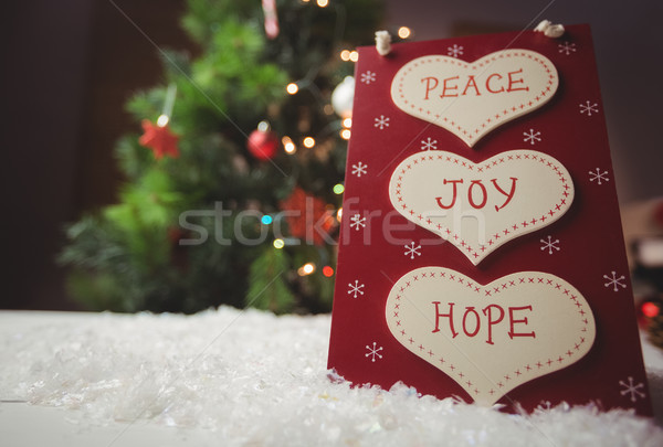 Karácsony címke béke öröm remény hó Stock fotó © wavebreak_media