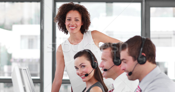 Glücklich arbeiten Manager Call Center Frau Stock foto © wavebreak_media