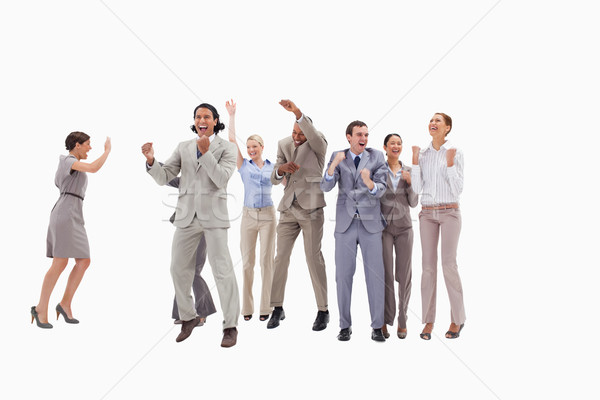 счастливым деловые люди прыжки белый бизнеса стороны Сток-фото © wavebreak_media