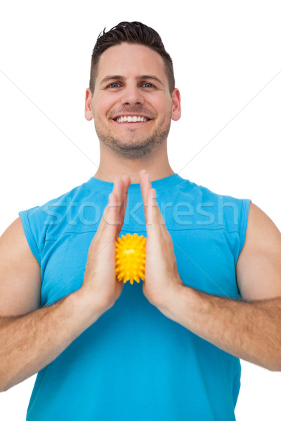 [[stock_photo]]: Portrait · contenu · jeune · homme · stress · balle