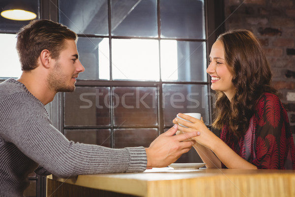 Sorridere Coppia parlando bere caffè coffee shop Foto d'archivio © wavebreak_media