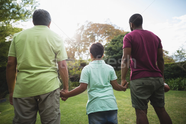 Stockfoto: Permanente · park · achteraanzicht · familie · gras