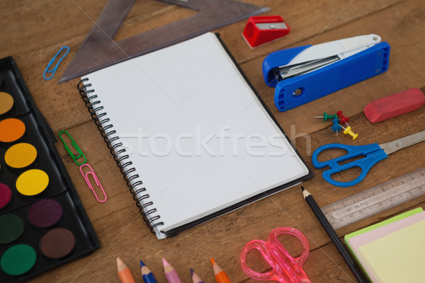 Various school supplies on wooden table Stock photo © wavebreak_media