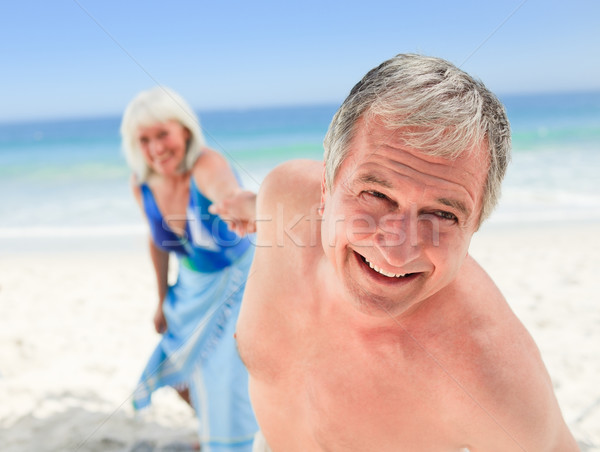 Stock fotó: Boldog · pár · tengerpart · szeretet · űr · ünnep