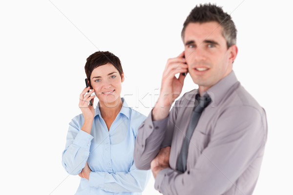 Foto stock: Telefonema · branco · negócio · cara