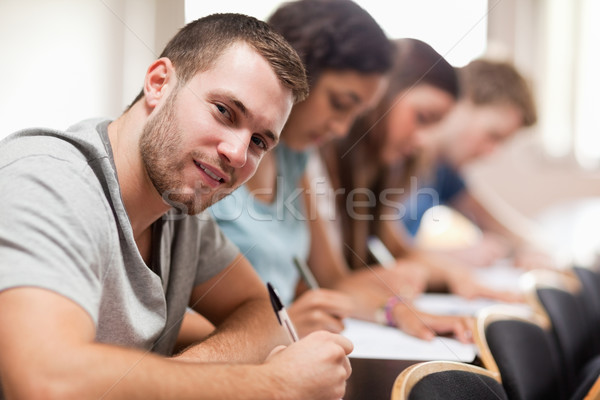 Stock foto: Studenten · Aufnahme · Prüfung · Amphitheater · glücklich · Bildung