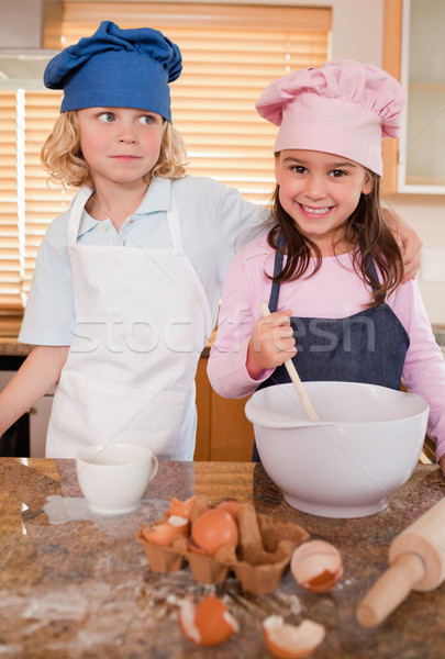 Portret împreună bucătărie zâmbet Imagine de stoc © wavebreak_media