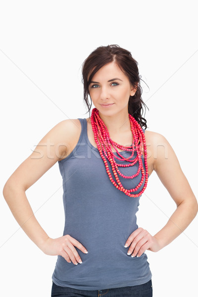 Genç kadın kırmızı kolye beyaz kadın Stok fotoğraf © wavebreak_media
